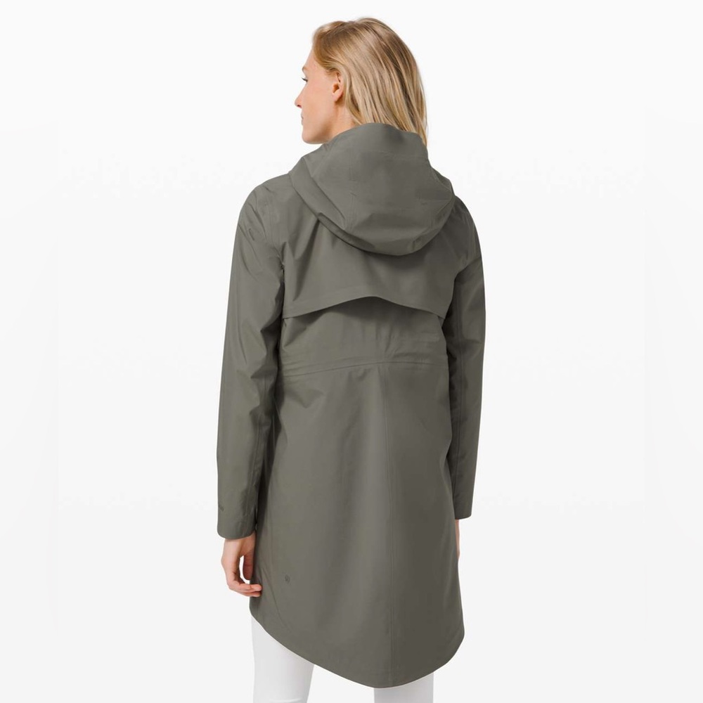 Lululemon Rain Rebel — Long Rain Jacket Sage Green